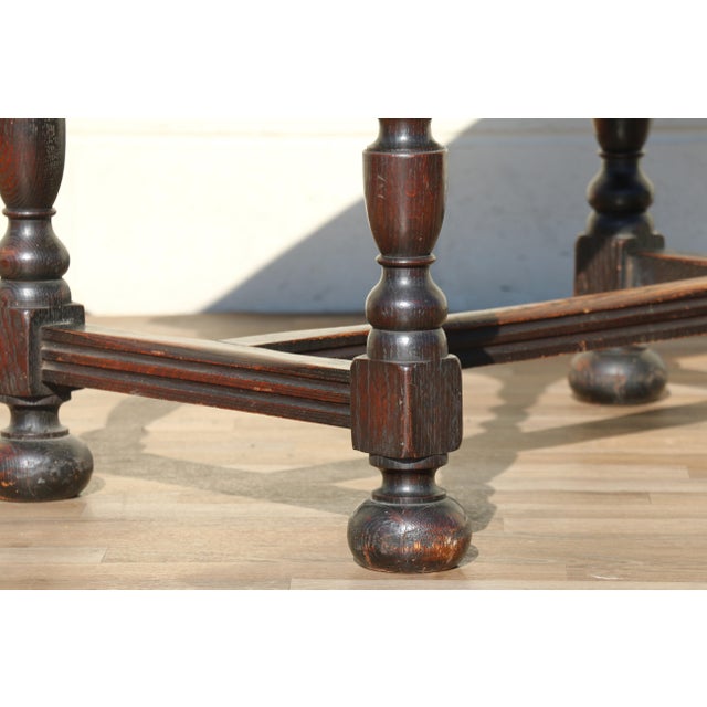 Antique English Solid Oak Barley Twist Side Table | Jacobean Revival Accent Table, Circa 1920s For Sale - Image 13 of 18