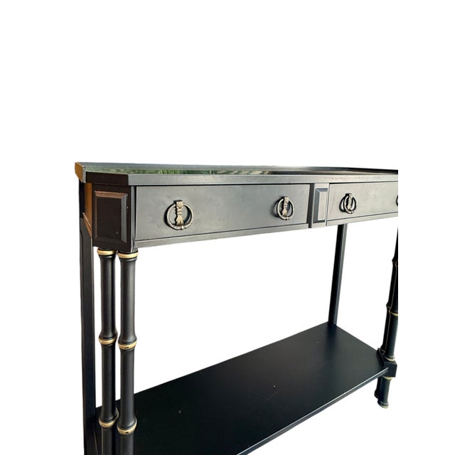 2010s Black Faux Bamboo Console Table For Sale - Image 5 of 8