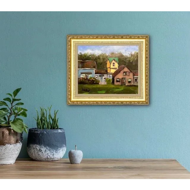 Mendocino Village, Original Oil Painting Modern Impressionism by L Haas For Sale - Image 4 of 6