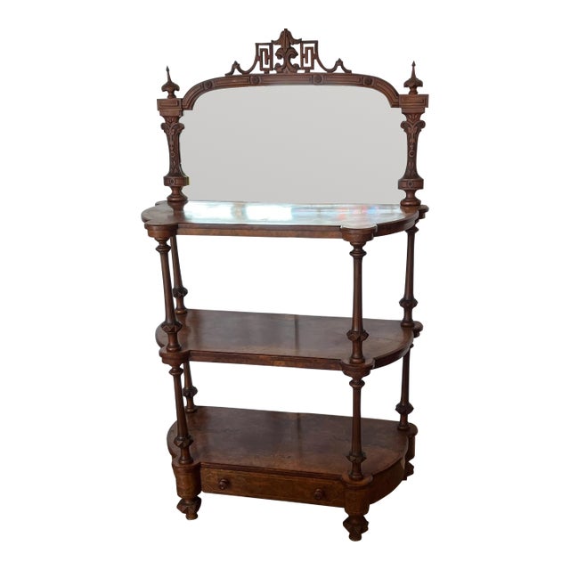 Late 19th Century Victorian Etagere Burl With Inlay For Sale