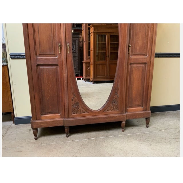 Antique Art Nouveau Wardrobe with Linen Compartments, 1910 For Sale - Image 10 of 11