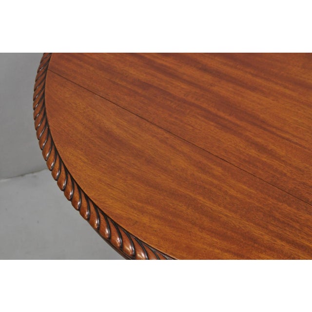 Antique French Empire Carved Mahogany Paw Foot Pedestal Base Round Center Table For Sale - Image 10 of 12