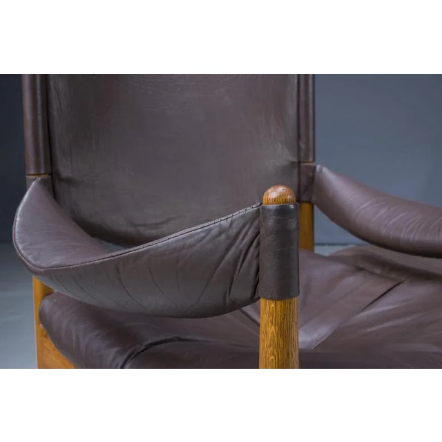 Mid-Century Danish Oak & Leather Lounge Chairs & Ottoman by Kristian Vedel for Søren Wiladsen, 1960s, Set of 3 For Sale - Image 15 of 18