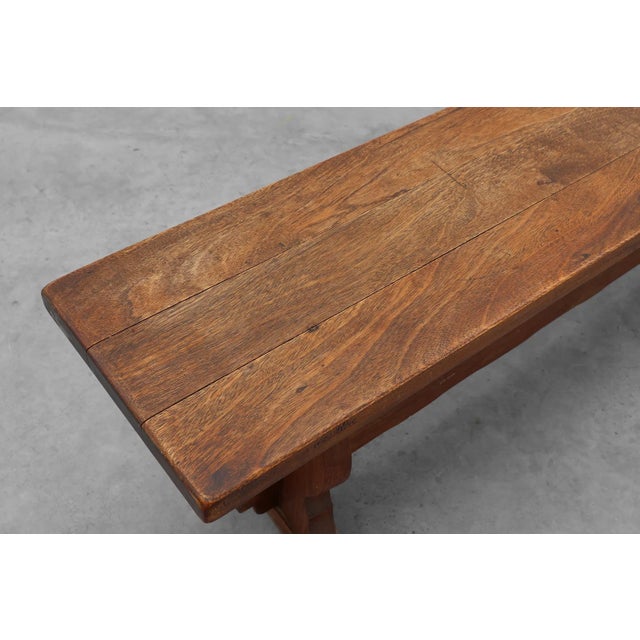 Rustic Oak Bench, France, 1900s For Sale - Image 9 of 13