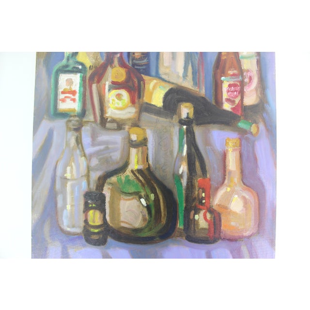 “Bottles After the Party” Vintage Oil Painting Signed by Artist Paul Schleusner For Sale - Image 6 of 10