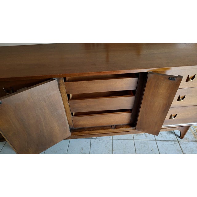 1960's Mid Century Modern Broyhill Brasilia Triple Dresser and Mirror For Sale - Image 11 of 14