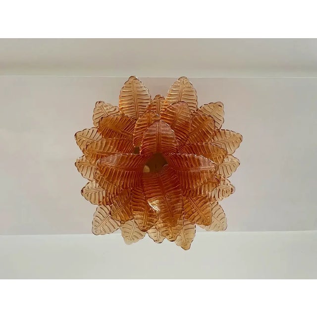 Metal Murano Ceiling Lamp, 32 Amber Felci Glasses For Sale - Image 7 of 10