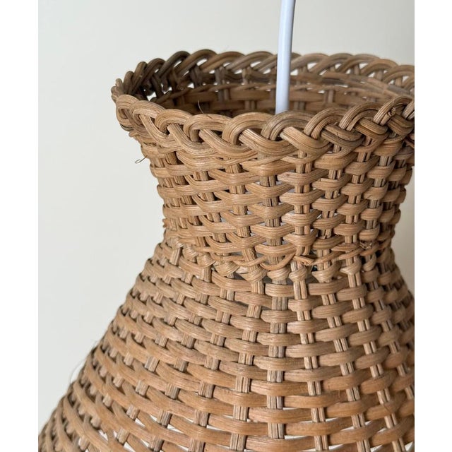 Handcrafted Rattan Diabolo Pendant Light in the style of Kalmar, 1960s For Sale - Image 3 of 15