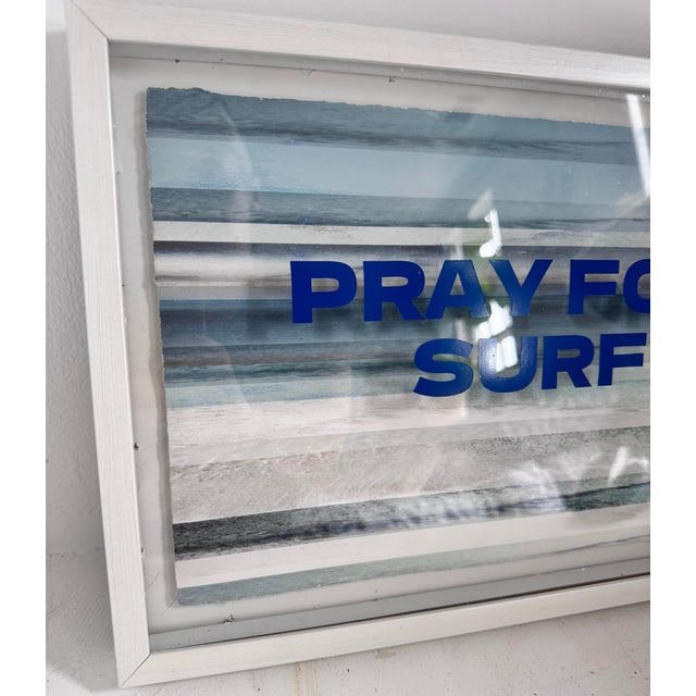 Vintage Pray for Surf Mixed Media Original Artwork - Signed For Sale - Image 11 of 11
