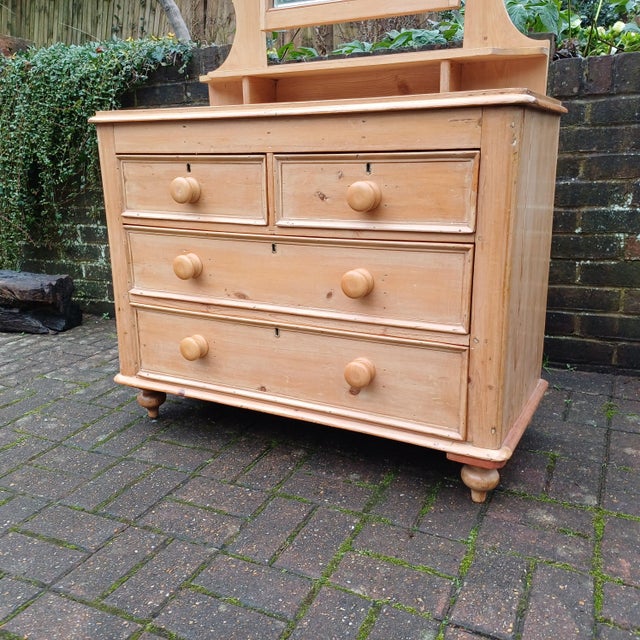 Wood Stripped Pine Dressing Table with Drawers and Adjustable Mirror, 1890s For Sale - Image 7 of 12