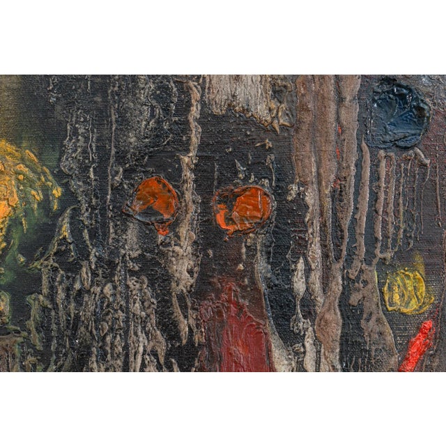 Jan Geppert Lesn Opowies II Signed Modernist Abstract Oil Painting Canvas 1960s For Sale In Detroit - Image 6 of 7