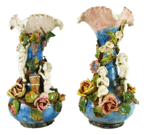 Liberty Vases in Polychrome Ceramic, 1890s, Set of 2