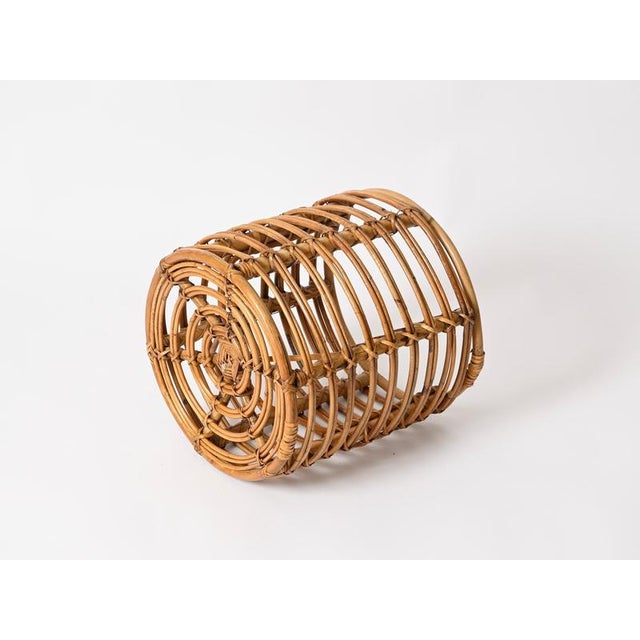 Rattan and Wicker Round Pouf by Tito Agnoli, Italy, 1960s For Sale - Image 10 of 12