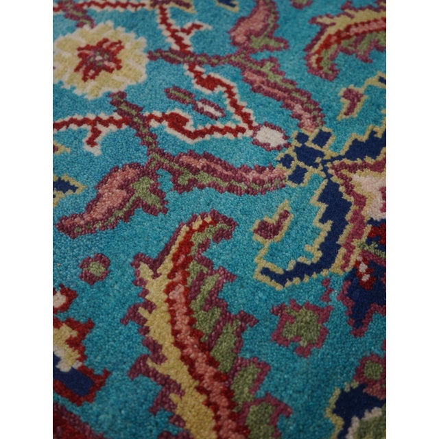 Blue Hand Woven 100% Wool Approx. 2.5’ X 6’ Runner Rug For Sale - Image 8 of 10