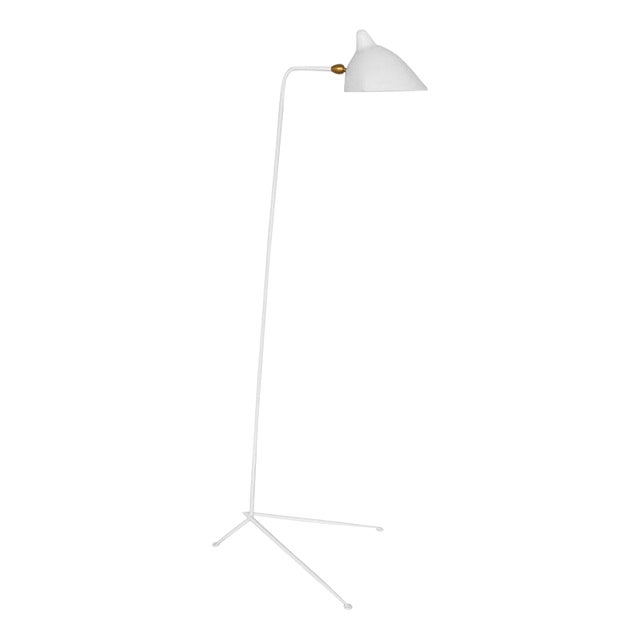 Mid-Century Modern White One-Arm Standing Lamp by Serge Mouille For Sale
