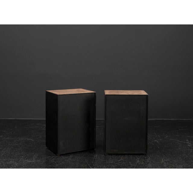 Black Brutalist Patinated Wood Cube Coffee Tables, 1960s, Set of 2 For Sale - Image 8 of 18