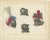 Title: 19th-Century Hand-Coloured Lithograph of Ornate Knightly Helmets with Plumes : This beautiful hand-coloured...