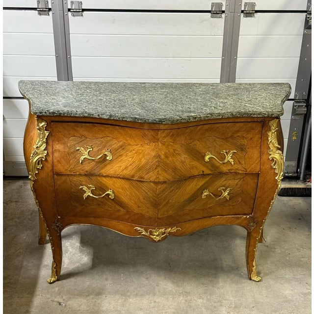 Antique French Louis XV Chest of Drawers with Detailed Ornaments and Marble Top, 1890s For Sale - Image 11 of 18