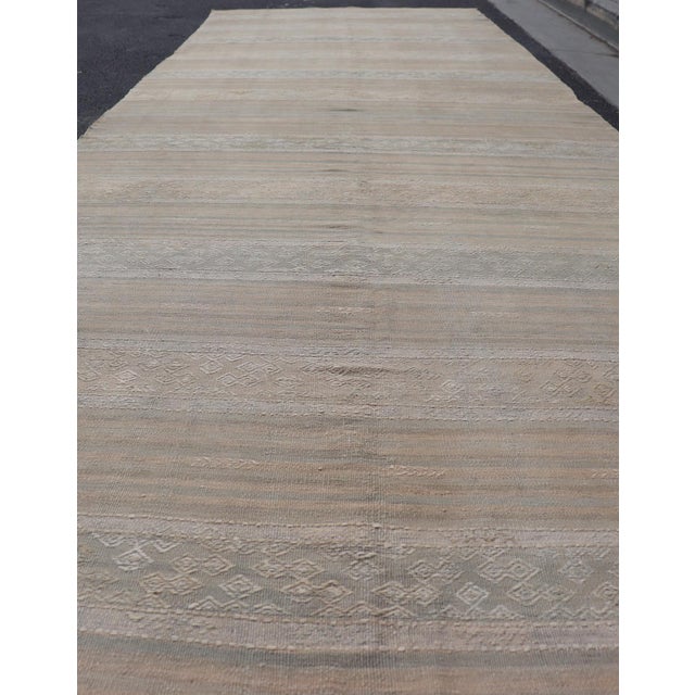 Textile Vintage Turkish Gallery Kilim With Soft Sand, Pale Sage, and Powder Blue For Sale - Image 7 of 12