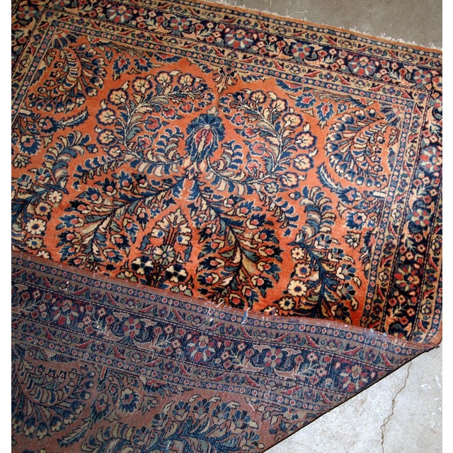 Textile 1920s, Handmade Antique Persian Sarouk Rug 3.2' X 5.3' For Sale - Image 7 of 7