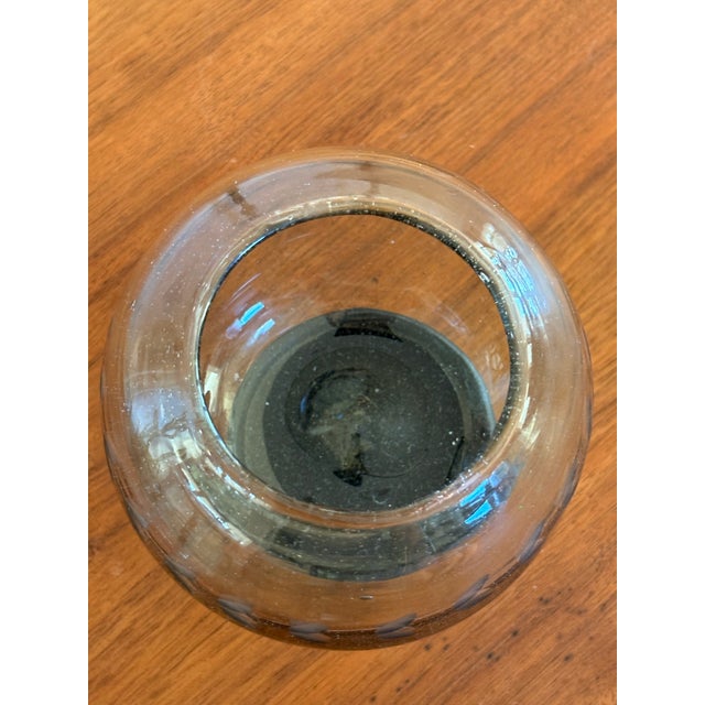 Authentic vintage Jan Barboglio smoked glass vessel featuring the designer’s signature artisan aesthetic — hand-blown gray...