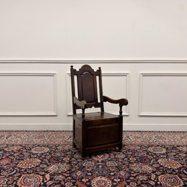 Antique English Commode Chair, 1600s For Sale - Image 10 of 10