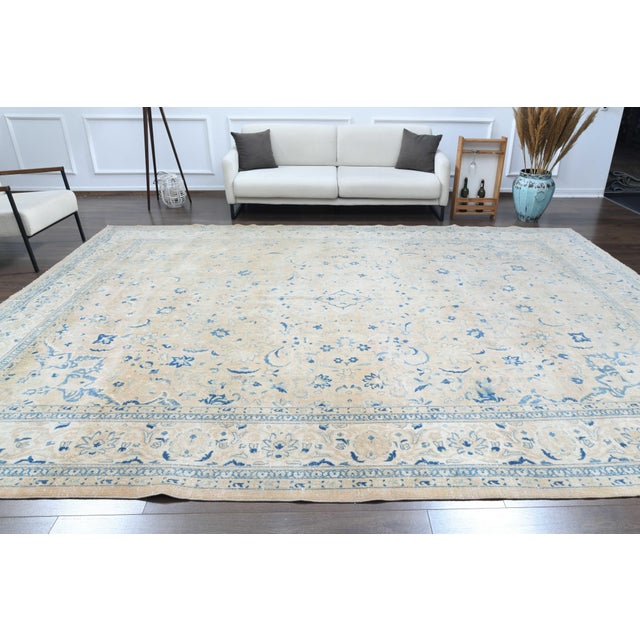 1970s Vintage Persian Handmade Wool Cotton Area Rug For Sale In San Francisco - Image 6 of 11
