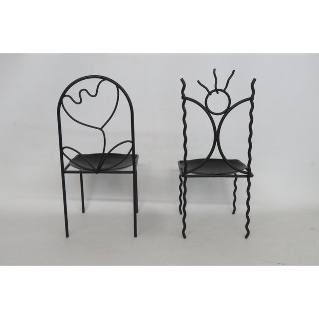 Metal Metal Candle Holders Pair of 2 Decorative Chair Wire Design Black Finish 5037b For Sale - Image 7 of 14