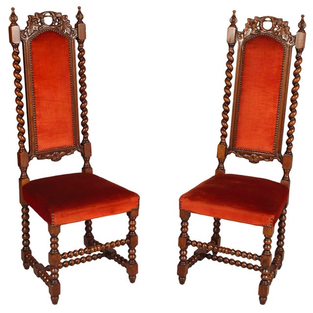 19th Century Italian Hand Carved Walnut Hall Chairs attributed to Cadorin, Set of 2 For Sale - Image 9 of 9