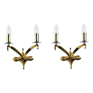 Brass Wall Sconces, 1950, Set of 2 For Sale