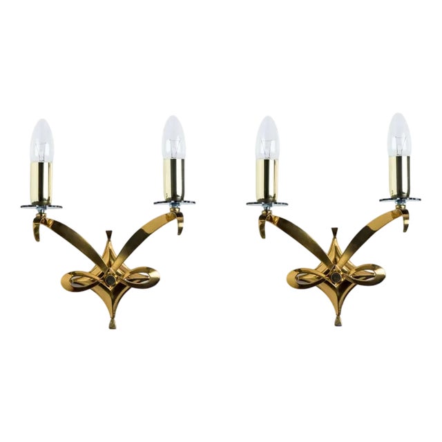 Brass Wall Sconces, 1950, Set of 2 For Sale