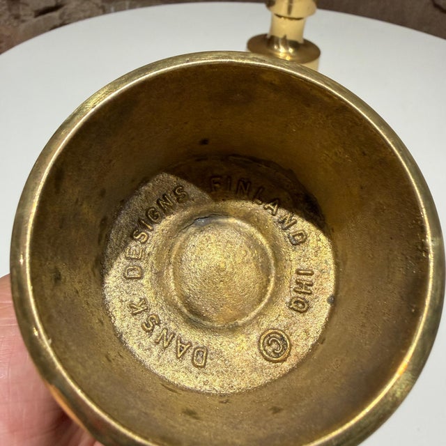 For your consideration, a vintage set (2) of Danish Modern brass candle holders designed by Jens Harald Quistgaard for...