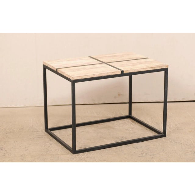 Petrified Wood Top & Iron Base Coffee Table For Sale - Image 4 of 11