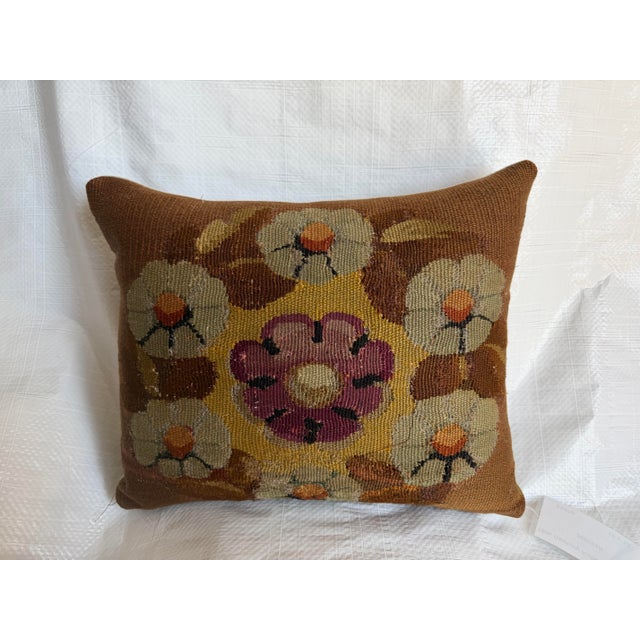Created from a genuine 18th century Aubusson tapestry fragment, this one-of-a-kind decorative pillow highlights a...