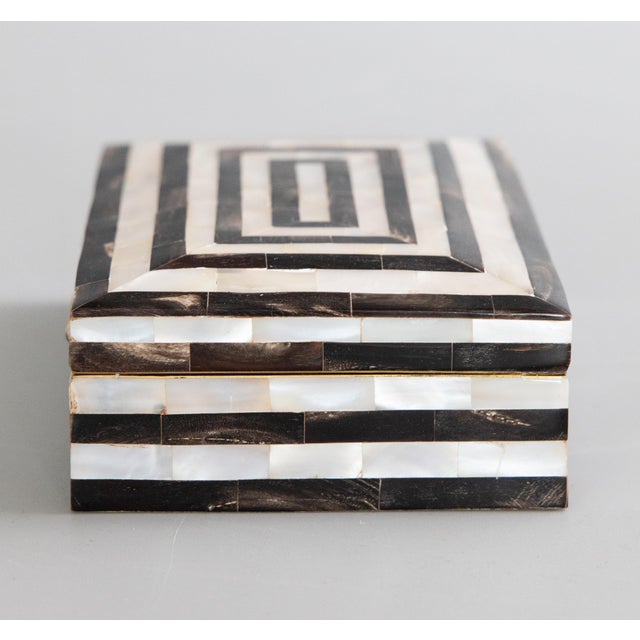 Art Deco English Faux Tortoise Shell & Mother of Pearl Box | Chairish