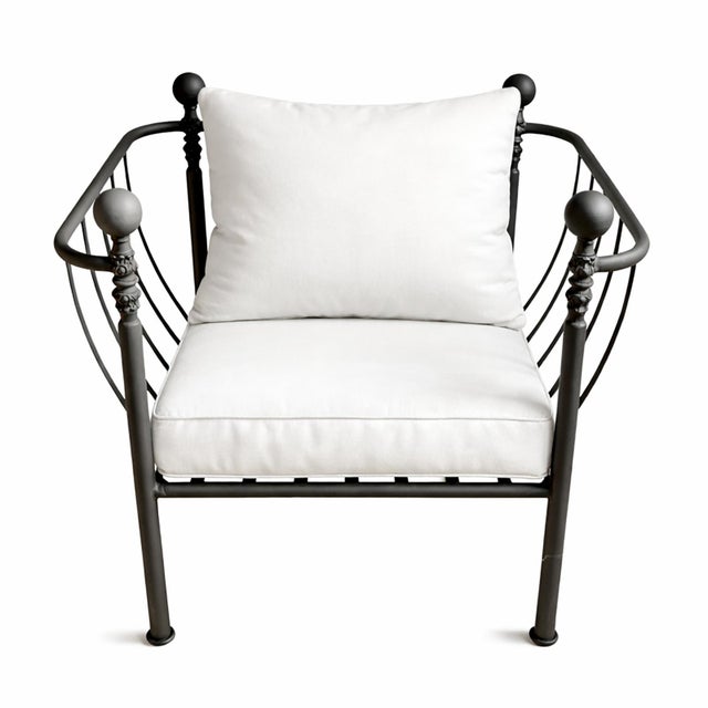 Traditional Outdoor Iron Ball Top Vintage Garden Chair For Sale - Image 3 of 3