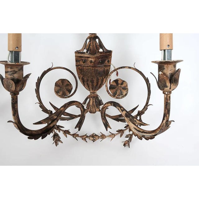 Fine Pair of Lillian August Florentine Italian Tole Style Lighting Sconces For Sale - Image 14 of 15