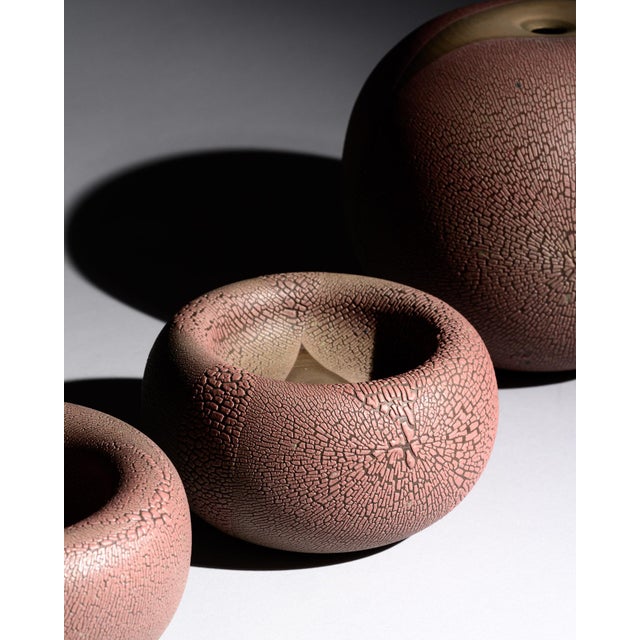 Reduction Glazed Ceramic Vase and Bowls by Mario Enke Studio Pottery, 1980s, Set of 3 For Sale - Image 6 of 18