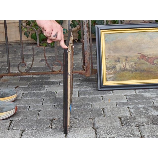 Mid 20th Century Pair of British Steeplechase Horse Racing Paintings on Board, Framed For Sale - Image 4 of 12