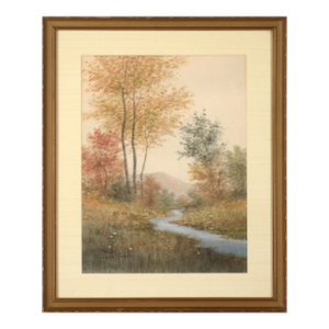 Autumn by the Stream, Early 20th Century Landscape Watercolor by Sydney Cooper