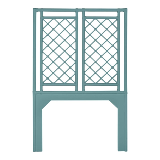Chinoiserie David Francis Furniture for Chairish X & Diamond Headboard Twin, Aegean Teal For Sale - Image 3 of 3