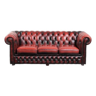 English Chesterfield Sofa in Cow Leather For Sale