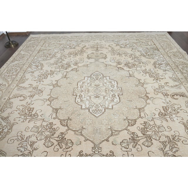 1970s Vintage Persian Handmade Wool Cotton Orange Area Rug For Sale - Image 10 of 11