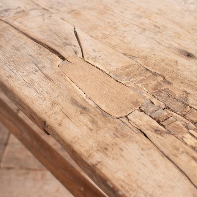 Vintage Rustic Elm Square Table, 1920s For Sale - Image 6 of 8