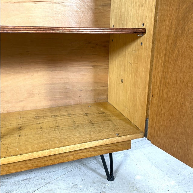 Wood Highboard on Hairpin Legs in Oak For Sale - Image 7 of 17