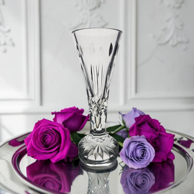 A Waterford Crystal Happy Birthday bud vase from the discontinued Gifts of Expression collection, handcrafted in Ireland...
