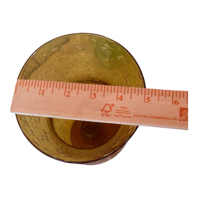 Glass French Biot Mid Century Modern Amber Bubble Glass Hurricane Candle Holder / Photophore For Sale - Image 7 of 8