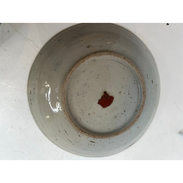 Collection Vintage Chinese Blue & White Porcelain Small Plates Calligraphy Longevity Symbol Decorative Saucers – Set of 9 For Sale - Image 10 of 12