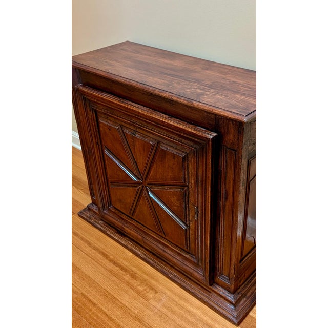 Sienna Pair of Antique Walnut French Louis XIII Single Door Cabinets. For Sale - Image 8 of 10