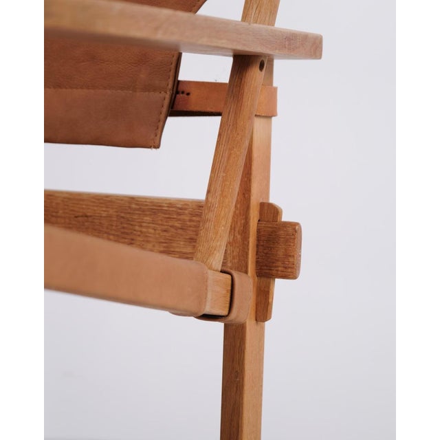 Wood Model 60 Chair in Oak and Saddle Leather by Kai Winding for Poul Hundevad, 1960s For Sale - Image 7 of 14